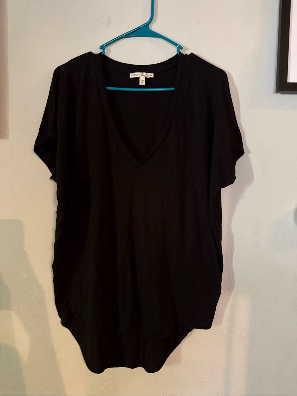 Express Black V-Neck Short Sleeve Bodysuit